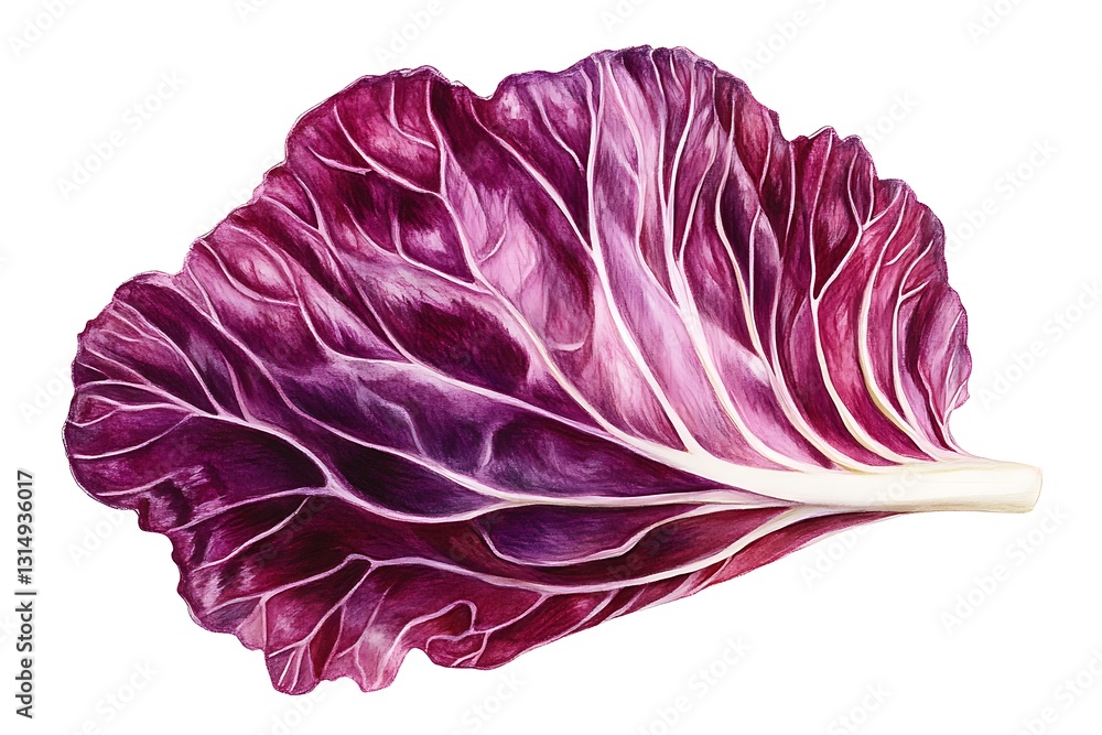 Obraz premium a single leaf of red cabbage