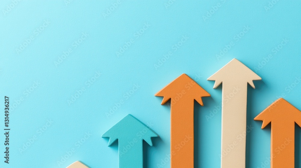 Concept of corporate strategy with arrows pointing towards business success. Concept of corporate strategy with arrows pointing towards business success.