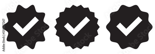 Checkmark icon. Verified checkmark icon set. Vector illustration