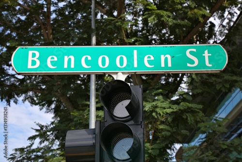 Photography Bencoolen Street sign in Singapore City