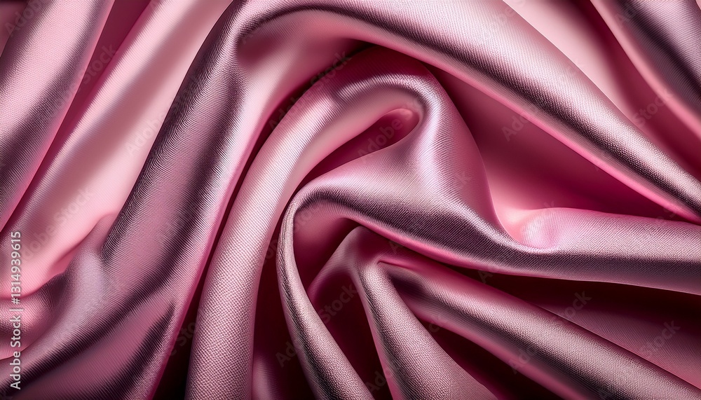 Obraz premium closeup of rippled pink satin fabric as background texture