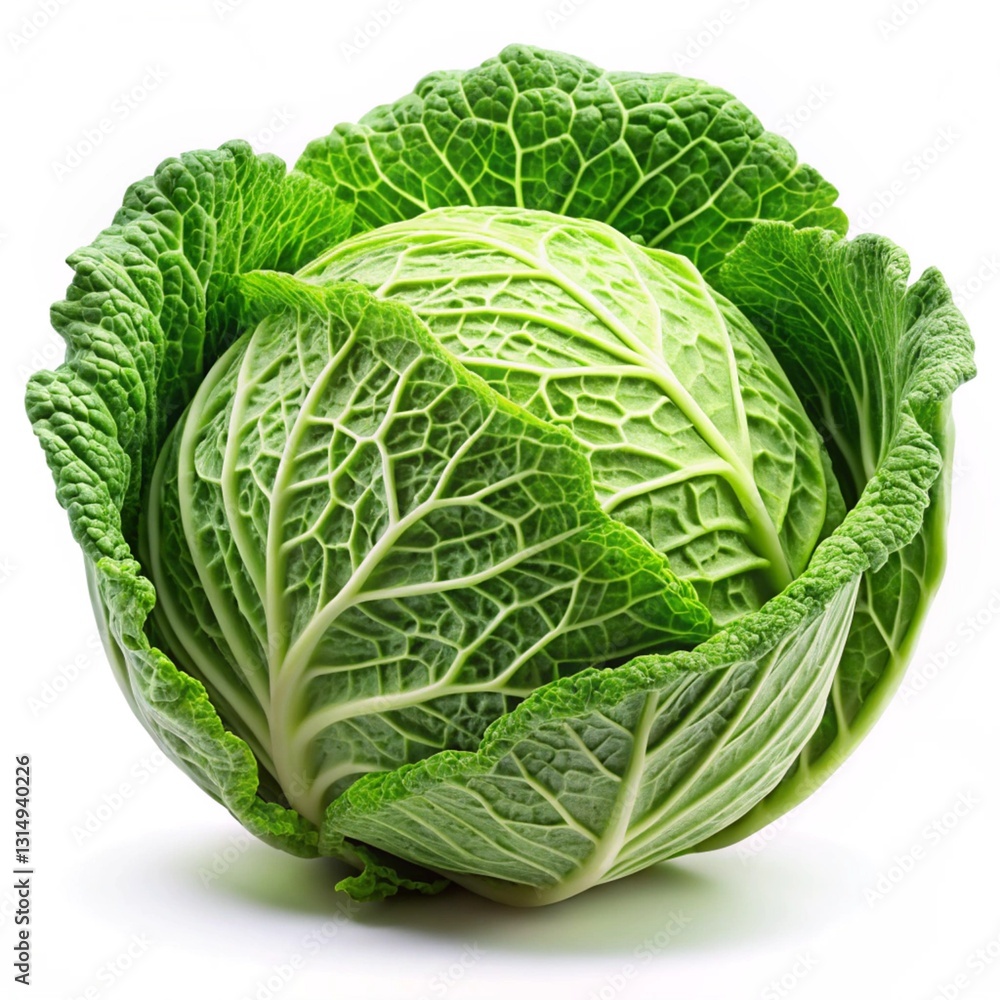 cabbage isolated on white background, full depth of field