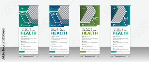 Hospital and healthcare roll-up layout, banner design, standee, digital pullup banner, and professional corporate clinic signage design