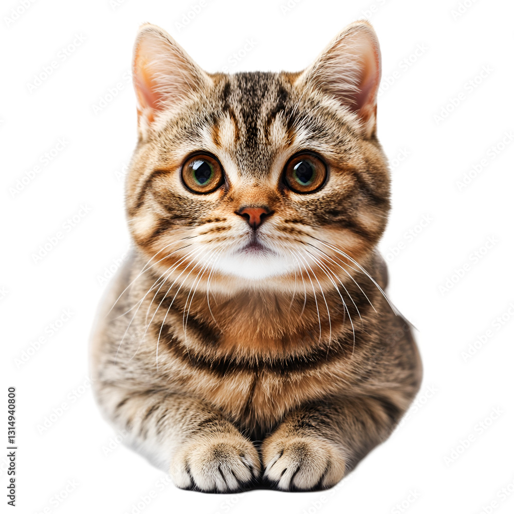 Obraz premium Adorable Tabby Kitten Gazing Sweetly Paws Together Pure Delight