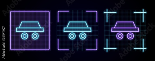 Anonymous symbol illustration, cyber neon visual, glowing border grid vector.	