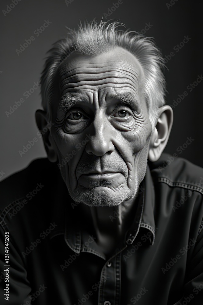 Pensive Elderly Man Portrait Close up Black and White Photography Wrinkled Face Senior Citizen Pensive Elderly Man Portrait Close up Black and White Photography Wrinkled Face Senior Citizen