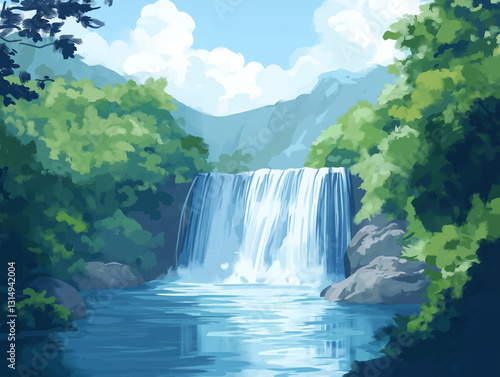 waterfall in the mountains