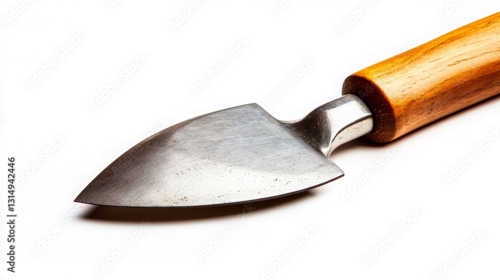 Close-up of a Garden Trowel with Wooden Handle on White Background, Perfect for Gardening Enthusiasts and Nature Lovers Close-up of a Garden Trowel with Wooden Handle on White Background, Perfect for Gardening Enthusiasts and Nature Lovers