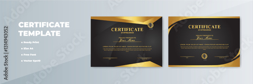 Gold-accented black certificate template design