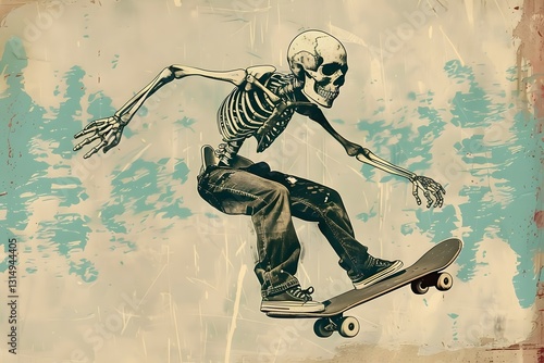 Skating skeleton illustration