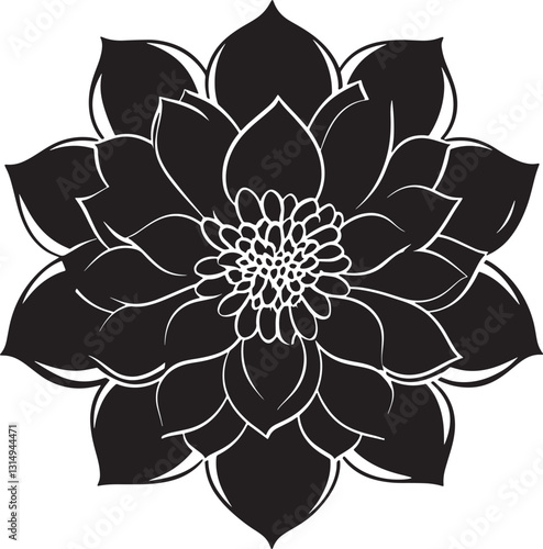 This artwork is digitally enhanced using AI and manually edited for quality—black and White Floral Silhouette Illustration.