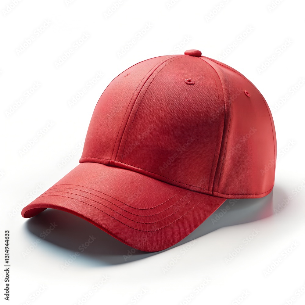 Red baseball cap mockup, Cutout. Background white Red baseball cap mockup, Cutout. Background white