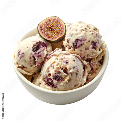 Caramelized Fig Ice Cream Isolated on Transparent Background