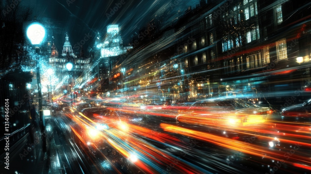 Fototapeta premium Night city street lights blur