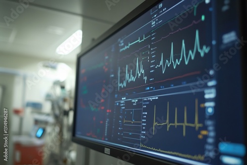 Wallpaper Mural Insights from health data screen showcasing graphs, blood markers, and pulse readings in a hospital environment for personalized patient care Torontodigital.ca