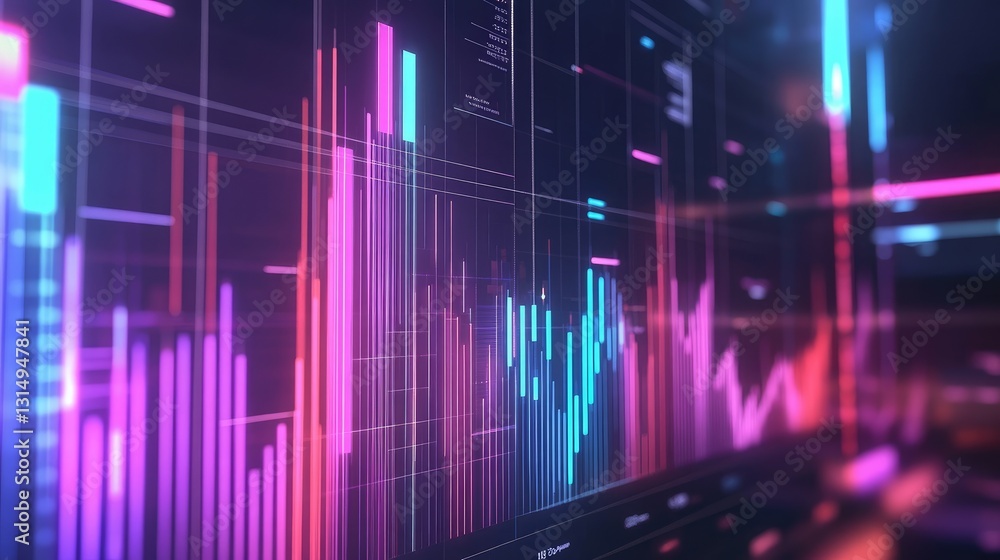 Futuristic business planning concept with a holographic growth chart display. Futuristic business planning concept with a holographic growth chart display.