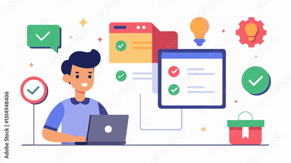 The customers data is then sent to the ecommerce platform to update the order status and trigger any necessary customer service notifications.. Vector illustration The customers data is then sent to the ecommerce platform to update the order status and trigger any necessary customer service notifications.. Vector illustration