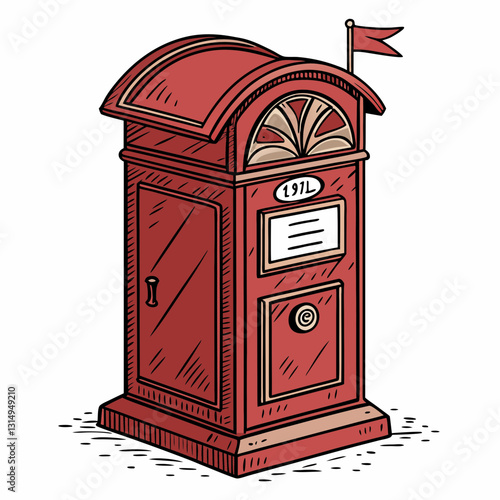 Wallpaper Mural Vintage Red Mailbox with Classic Arched Design and Nostalgic Postal Charm. Torontodigital.ca