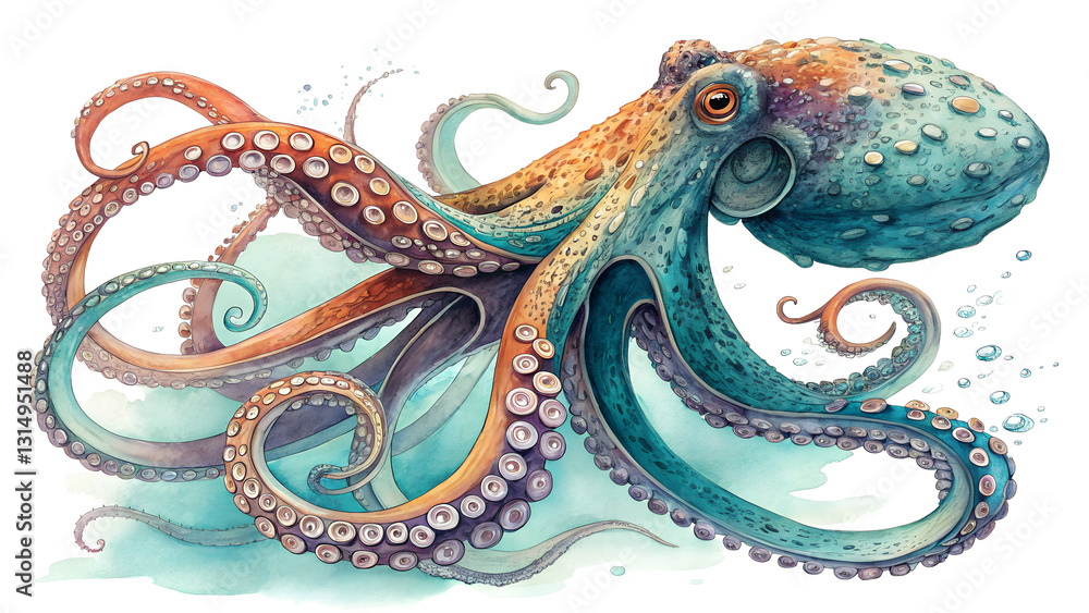 Fototapeta premium vector illustration of an abstract octopus isolated on transparent background png