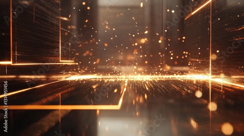 Abstract technological  golden  futuristic interior