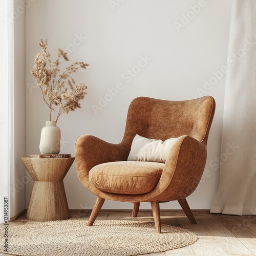 Comfy and cozy brown chair in an interior design setting