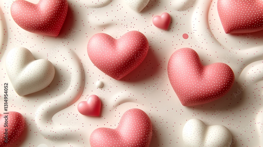 Obraz premium Abstract hearts on flowing surface background. Ideal for Valentine's Day