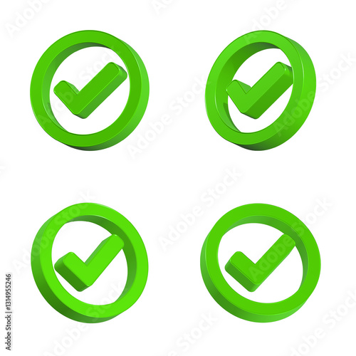 Free Download check mark icon 3d green color rendering button - GFXLoad