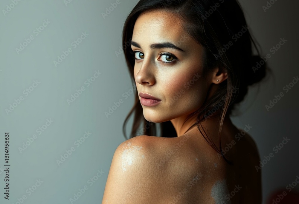 Photorealistic portrait of a female with Vitiligo Photorealistic portrait of a female with Vitiligo