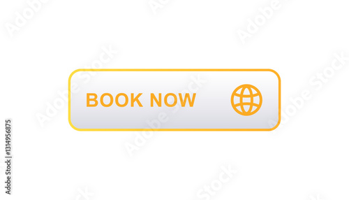 Yellow text and globe icon on a booking button. click to make a reservation online quickly.
