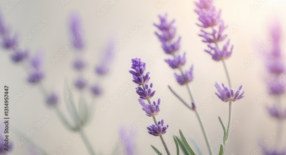 Fototapeta premium Delicate Lavender Sprig Peaceful Purple Blooms Nature's Tranquility