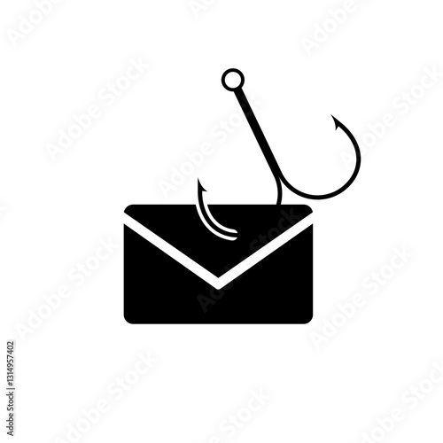 An envelope with a hook illustrates the phishing concept, highlighting risks in online communications.
