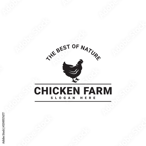 Vintage Chicken Farm Logo chicken farm logo vector illustration design, rooster on fence hipster logo design