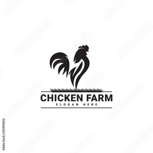 Vintage Chicken Farm Logo chicken farm logo vector illustration design, rooster on fence hipster logo design