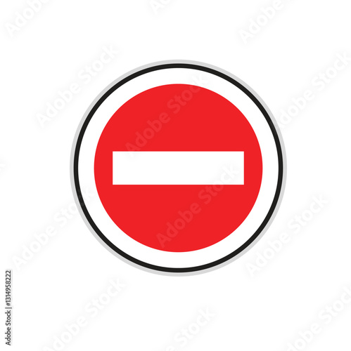One Way Road Sign Symbol on White Background. Perboden, verboden sign. Vector Illustration