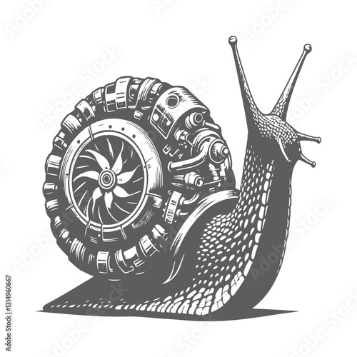 Snail Turbo – Futuristic Mechanical Snail with Turbo Engine Body