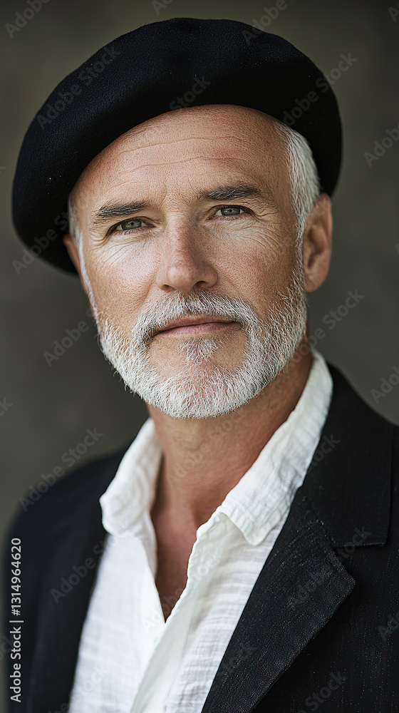 Portrait of a Mature Man in Beret and Blazer Portrait of a Mature Man in Beret and Blazer
