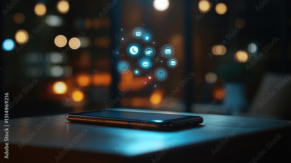 Social media notifications floating above a smartphone screen. Social media notifications floating above a smartphone screen.