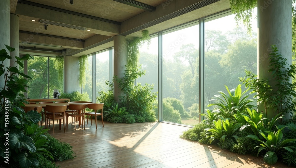 Green, sustainable and environmental office space. Modern and nature friendly startup business with ESG standards and care for worker wellness and healthy environment Green, sustainable and environmental office space. Modern and nature friendly startup business with ESG standards and care for worker wellness and healthy environment