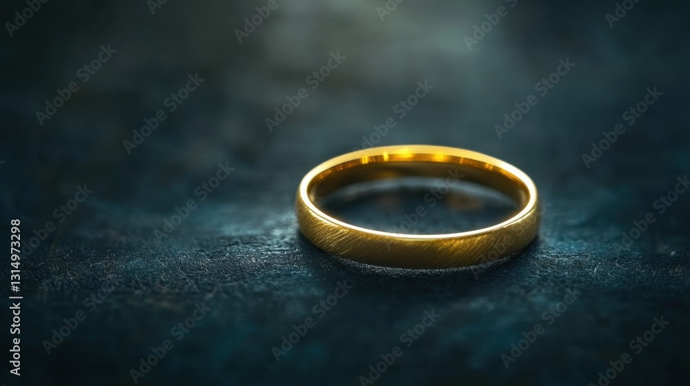 Elegant Golden Wedding Ring on Dark Textured Surface Symbolizing Love Commitment and Precious Moment Captured in Soft Focus Elegant Golden Wedding Ring on Dark Textured Surface Symbolizing Love Commitment and Precious Moment Captured in Soft Focus