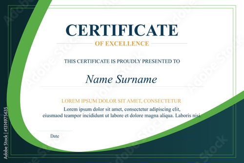 Green-dark certificate of excellence template