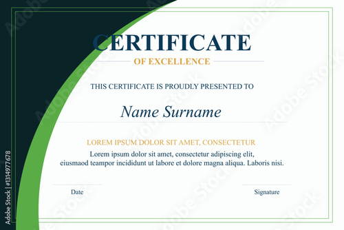 Green-teal excellence certificate design template