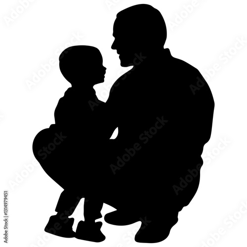 Father kneels to connect with his child, bonding through love and trust. Bonding shapes strong relationships and deepens family connections. Bonding and family connection concept