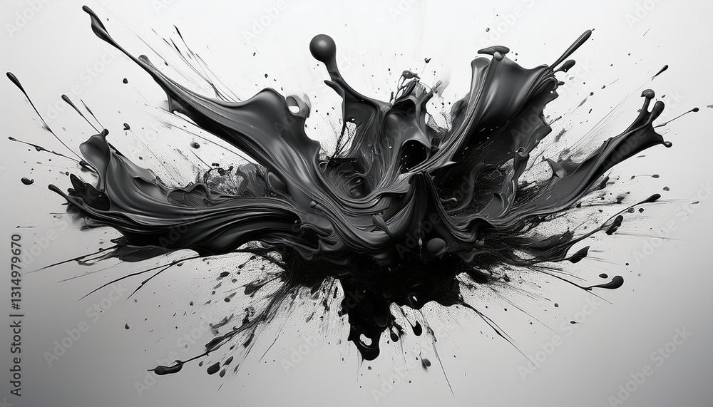 Naklejka premium black color splash explosion white background