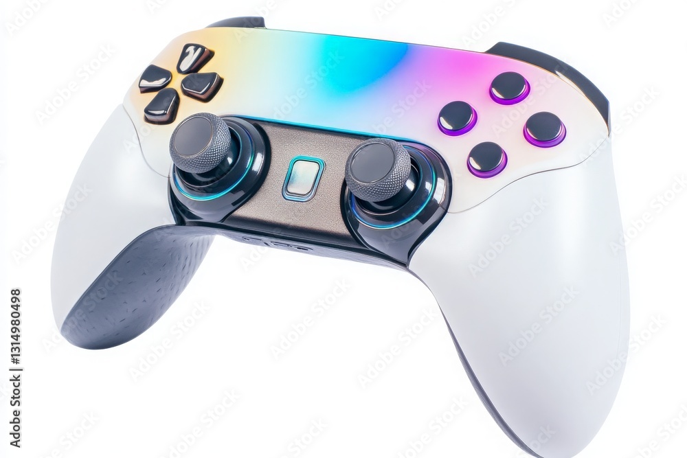 Colorful Gaming Controller with Gradient Design on White Background - A Vibrant and Eye-Catching Accessory for Gamers, Perfect for Showcasing in Gaming Shops or Online Retail Platforms. Colorful Gaming Controller with Gradient Design on White Background - A Vibrant and Eye-Catching Accessory for Gamers, Perfect for Showcasing in Gaming Shops or Online Retail Platforms.