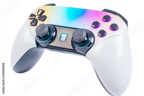 Colorful Gaming Controller with Gradient Design on White Background - A Vibrant and Eye-Catching Accessory for Gamers, Perfect for Showcasing in Gaming Shops or Online Retail Platforms.