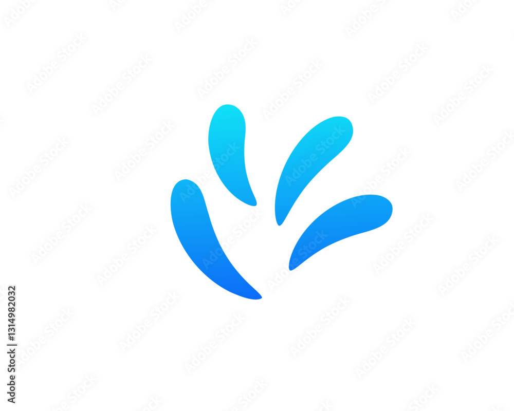 Simple abstract blue wave design with five dynamic shapes on a clean white background. Simple abstract blue wave design with five dynamic shapes on a clean white background.