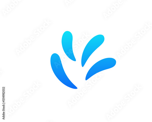 Simple abstract blue wave design with five dynamic shapes on a clean white background.