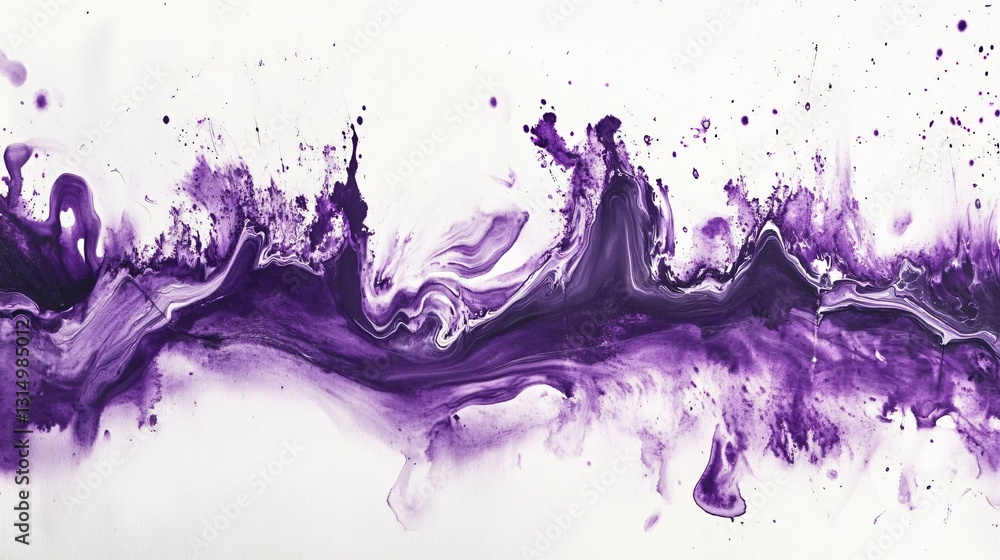 Obraz premium Abstract Purple Watercolor White Background