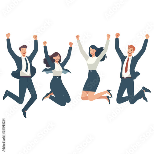 vector of businessmen standing and jumping sign of success