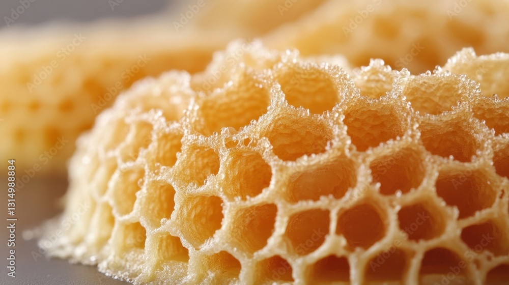Close up of tripe honeycomb pattern with delicate texture and soft natural light creating a culinary delight Close up of tripe honeycomb pattern with delicate texture and soft natural light creating a culinary delight